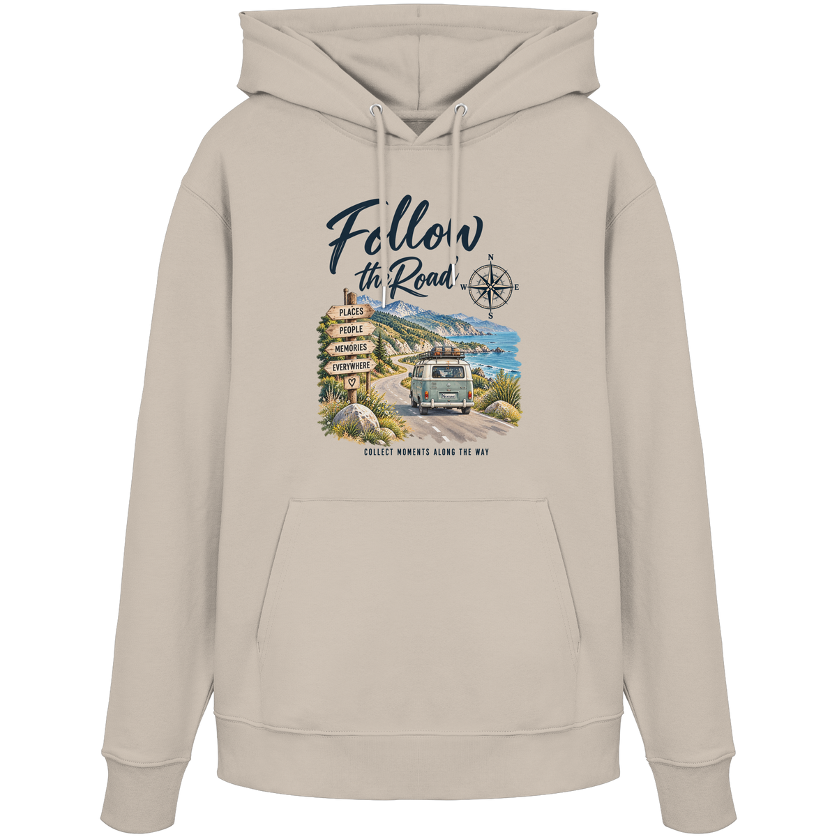 Follow the Road – Vanlife – Bio Hoodie – Frontprint