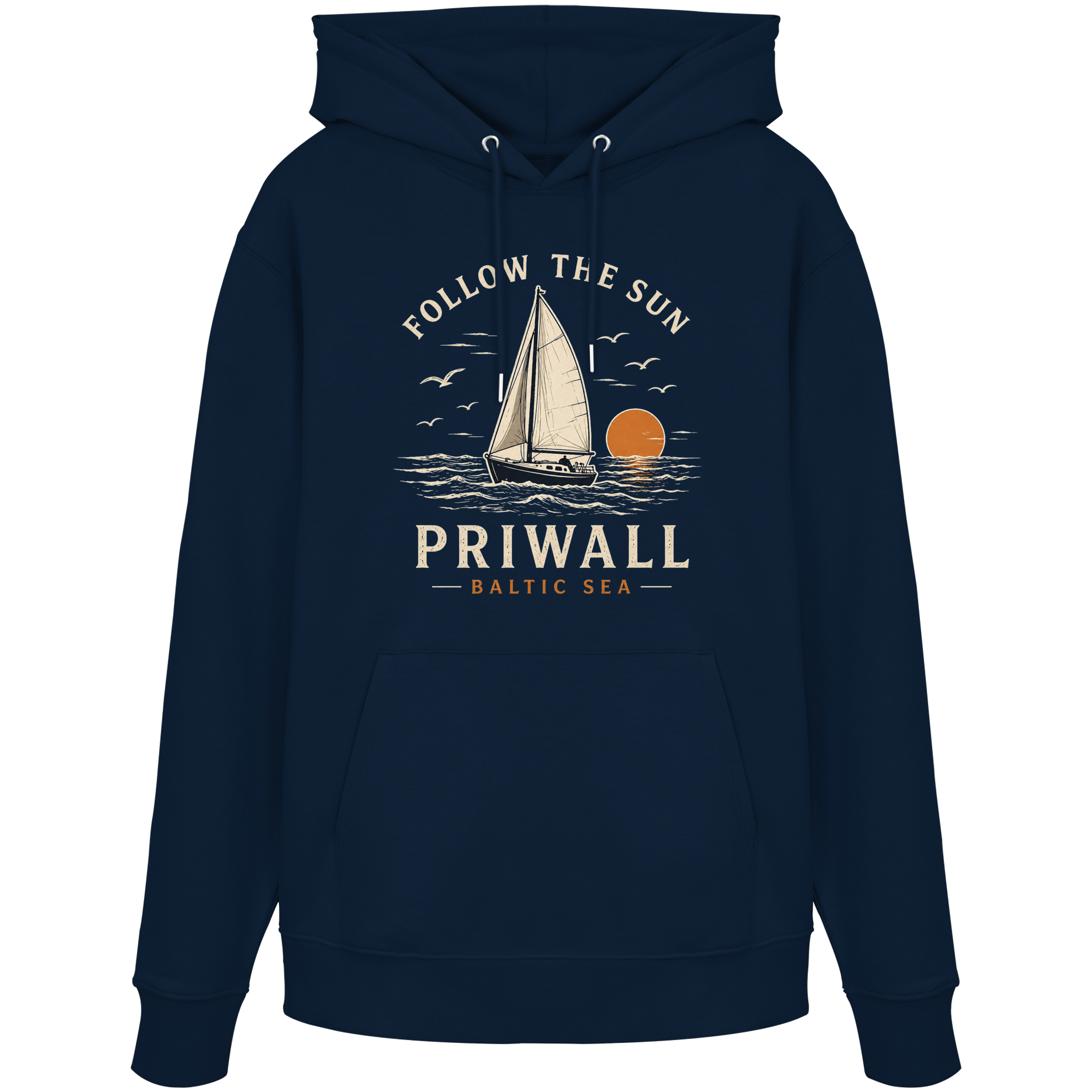 Follow the Sun Hoodie – Priwall Ostsee – Organic Unisex (Dark Collection)