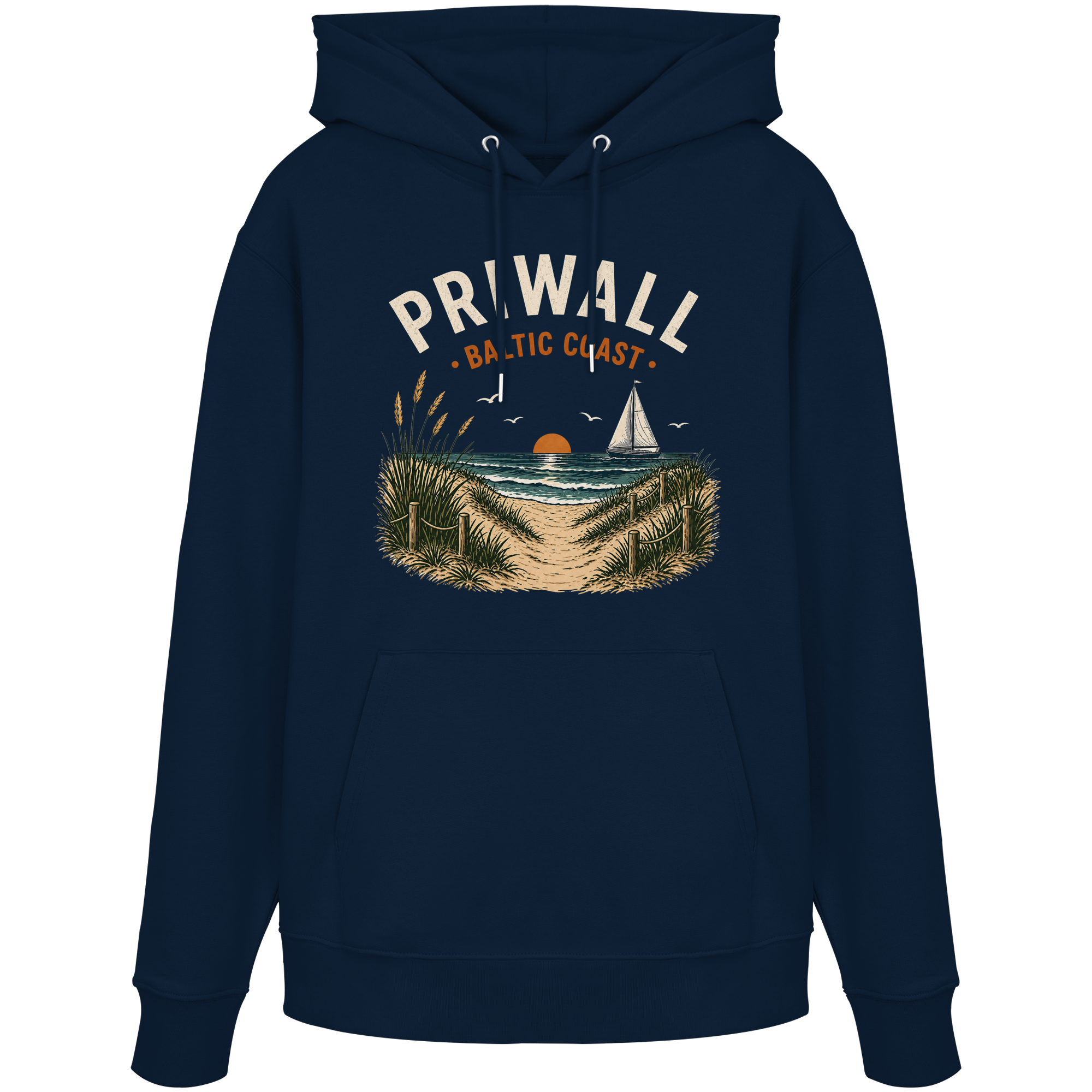 Baltic Coast Hoodie – Priwall Ostsee – Organic Unisex (Dark Collection)