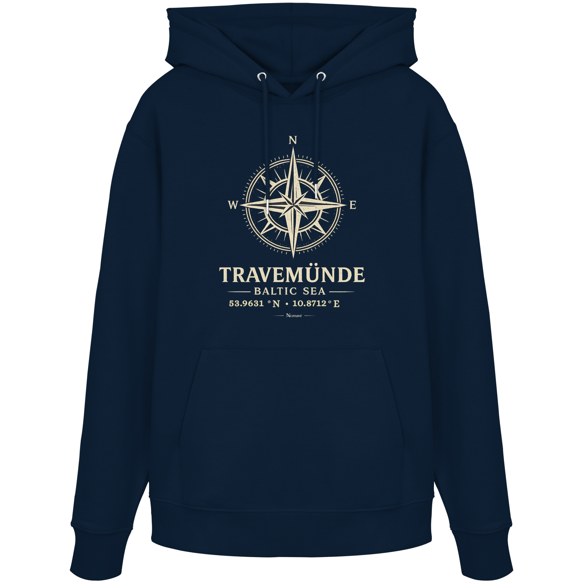 Travemünde Windrose - Dark Edition - Bio Hoodie - Ostsee Kapuzenpullover