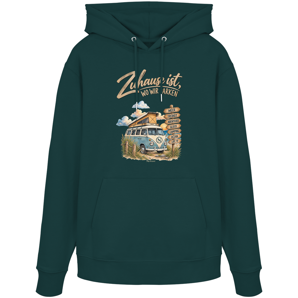 Zuhause ist, wo wir parken – Vanlife & Camping - Bio Hoodie Kapuzenpullover