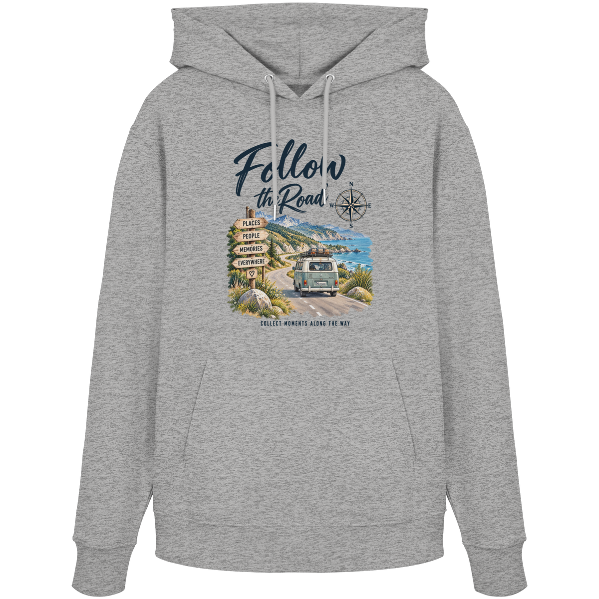 Follow the Road – Vanlife – Bio Hoodie – Frontprint