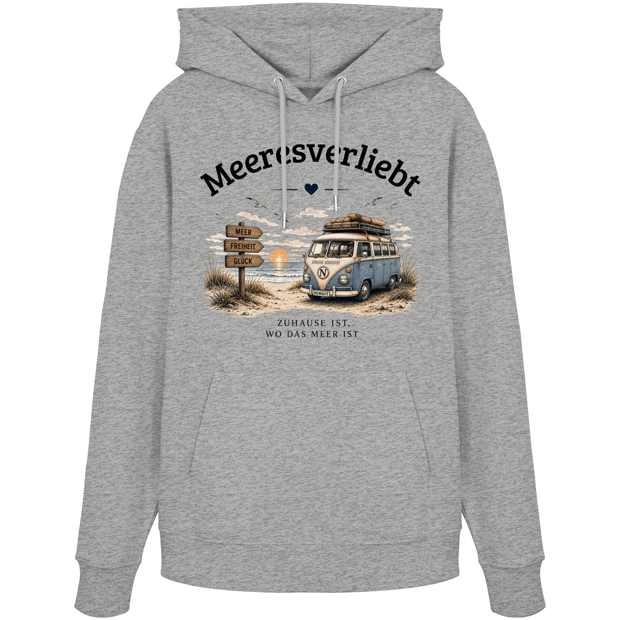 Meeresverliebt Bulli Hoodie – Vanlife, Camping & Küstengefühl