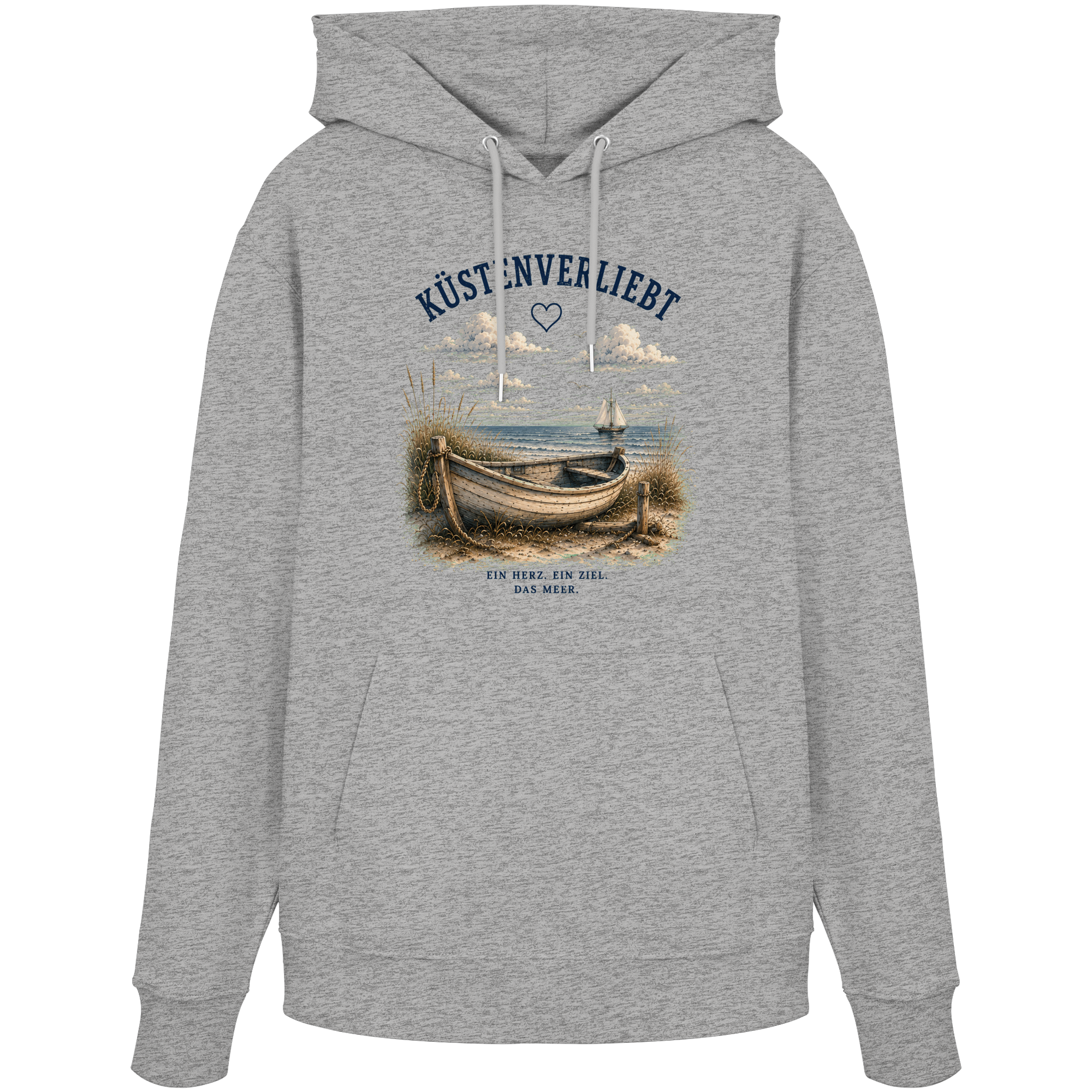 Küstenverliebt Hoodie – Zuhause ist, wo das Meer ist | Küstengefühl Bio Hoodie