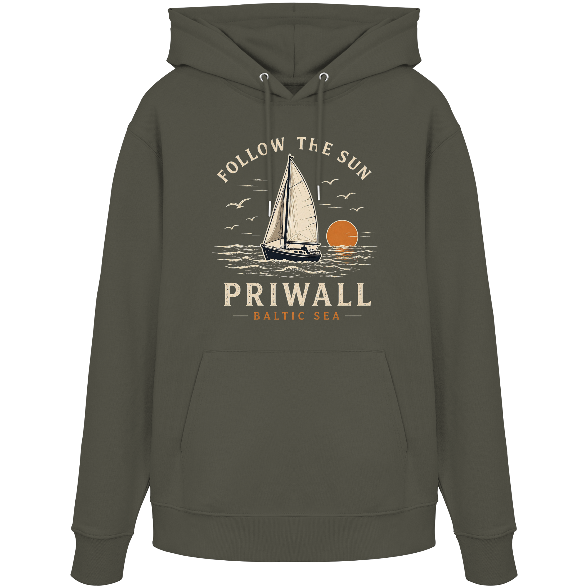 Follow the Sun Hoodie – Priwall Ostsee – Organic Unisex (Dark Collection)