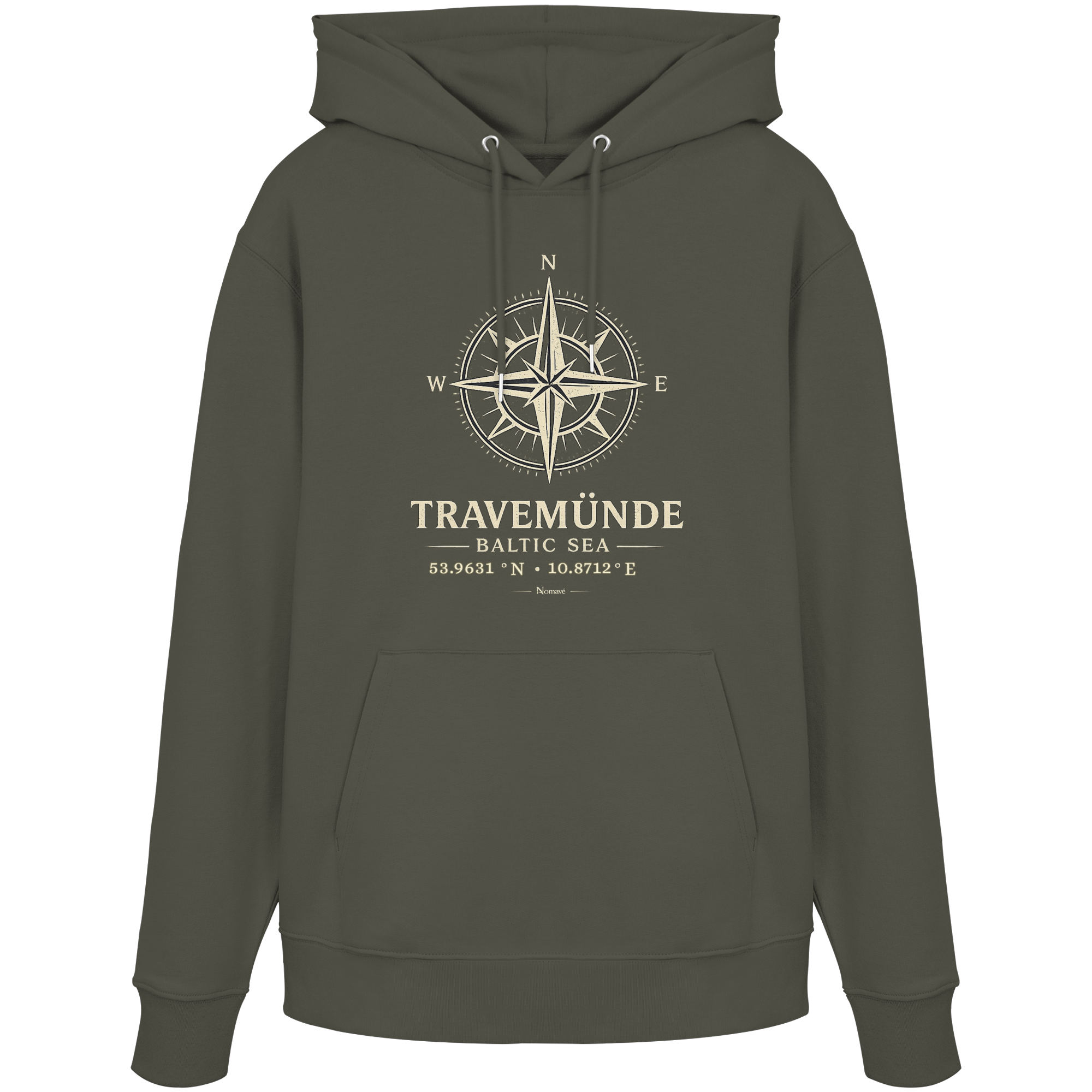 Travemünde Windrose - Dark Edition - Bio Hoodie - Ostsee Kapuzenpullover
