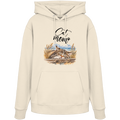 Unisex Bio-Hoodie in Natural Raw mit Cat-Mom-Katzenmotiv als Frontprint – Vorderansicht im Original-Mockup.