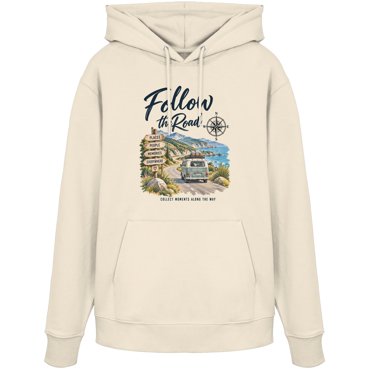 Follow the Road – Vanlife – Bio Hoodie – Frontprint