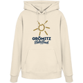 Bio Unisex Hoodie Grömitz Sonne Baltic Beach in Natural Raw – Frontdruck mit goldener Sonne, Shirtigo-Originalmockup 1