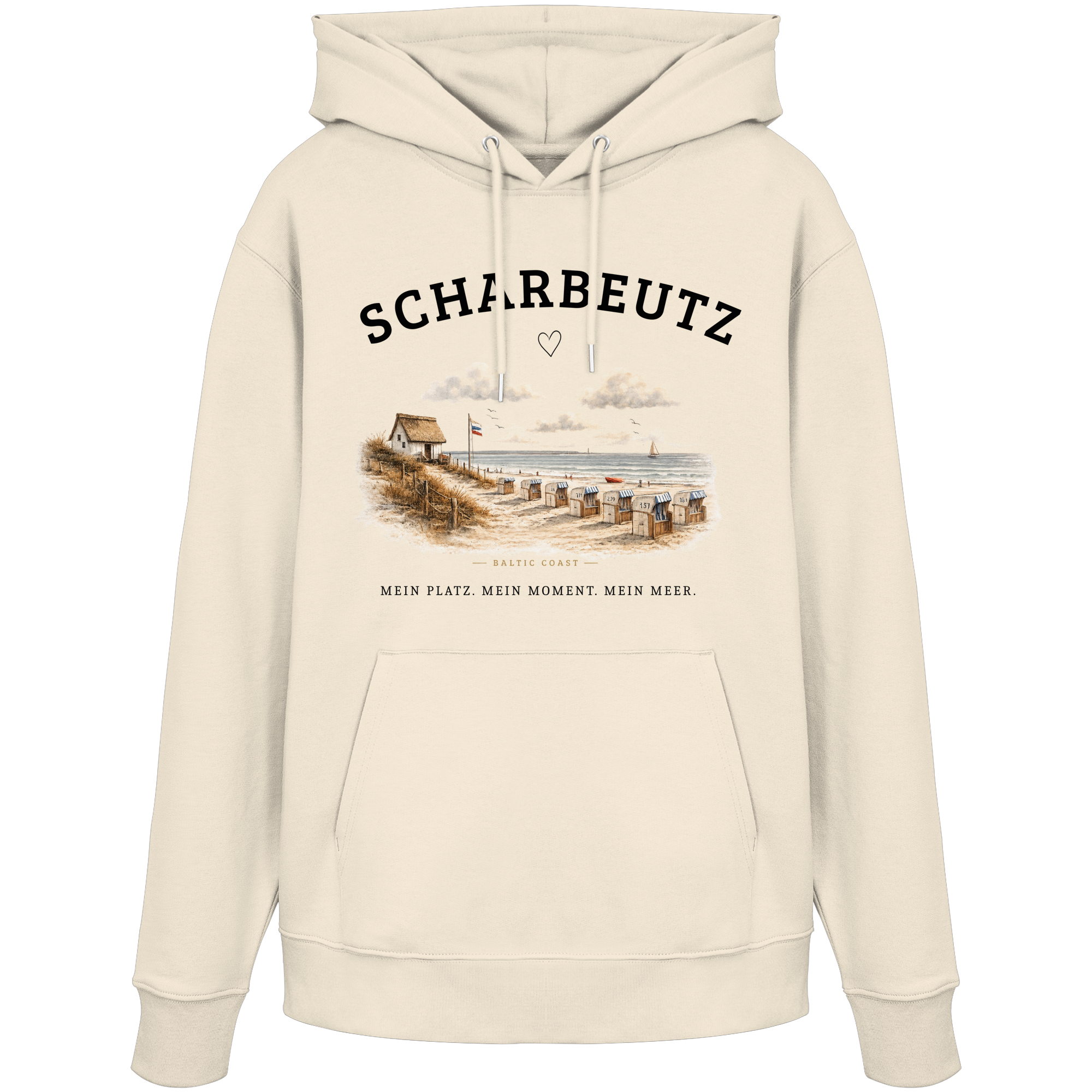 Scharbeutz Ostsee Hoodie – Strandhaus am Meer – Bio Hoodie Unisex