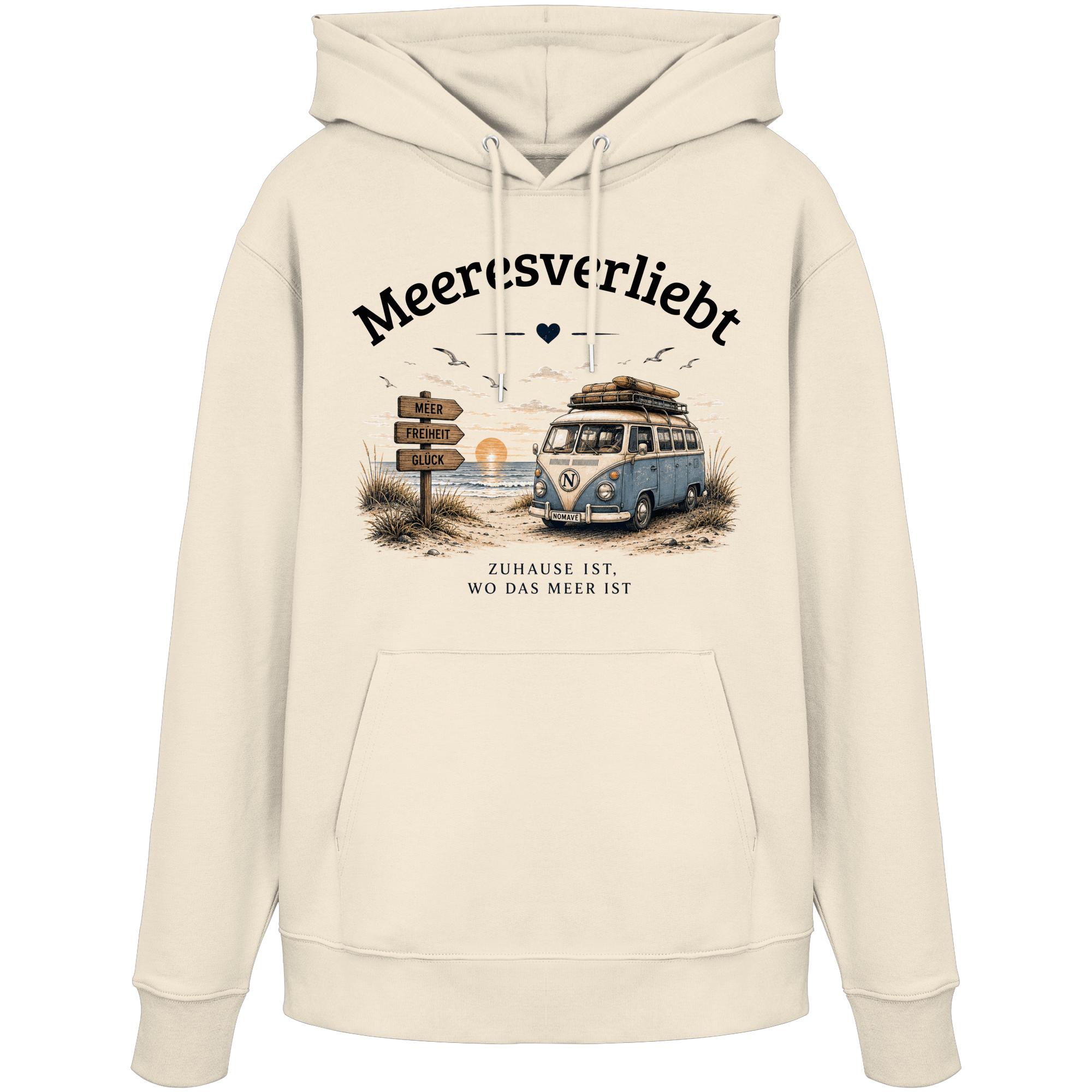 Meeresverliebt Bulli Hoodie – Vanlife, Camping & Küstengefühl
