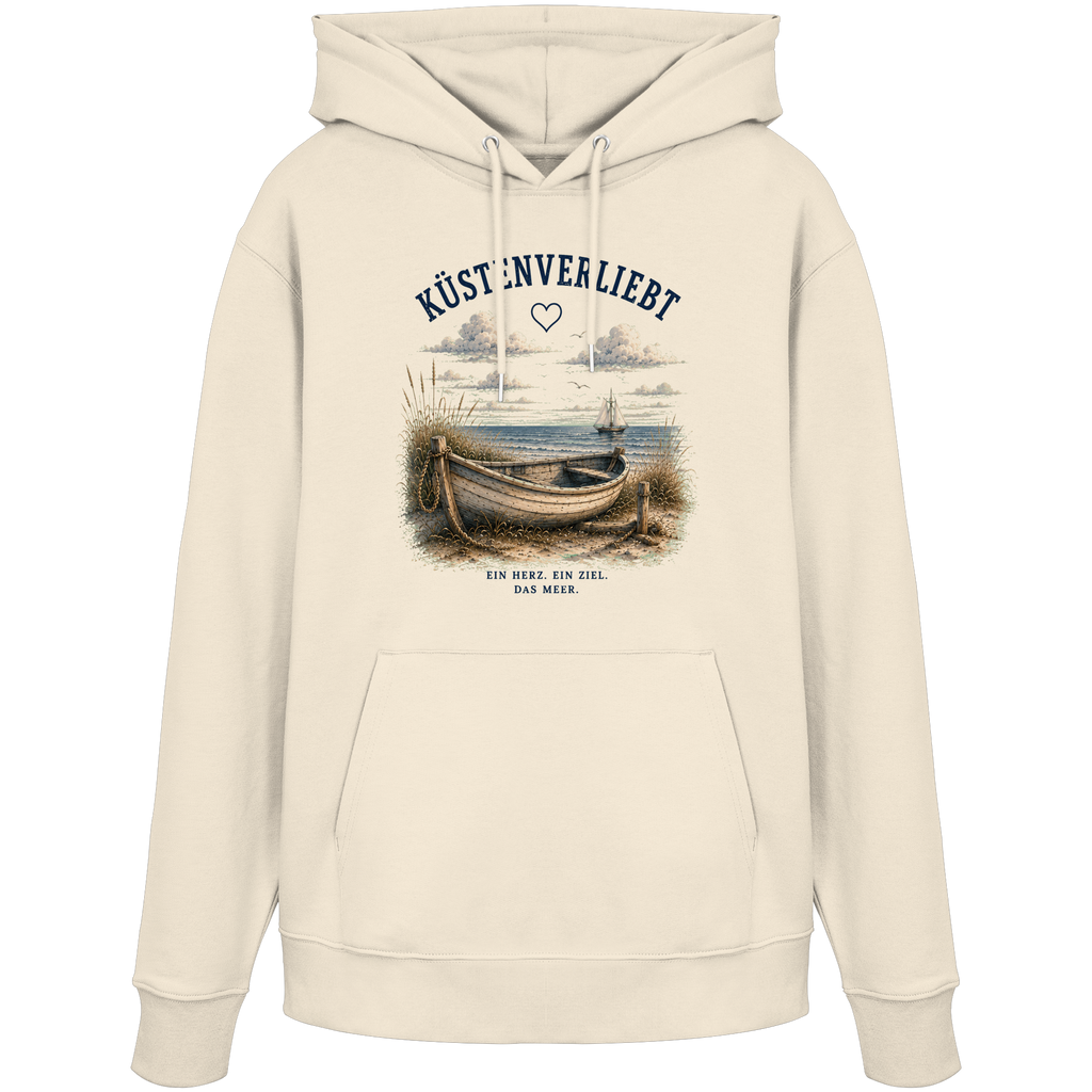 Küstenverliebt Hoodie – Zuhause ist, wo das Meer ist | Küstengefühl Bio Hoodie