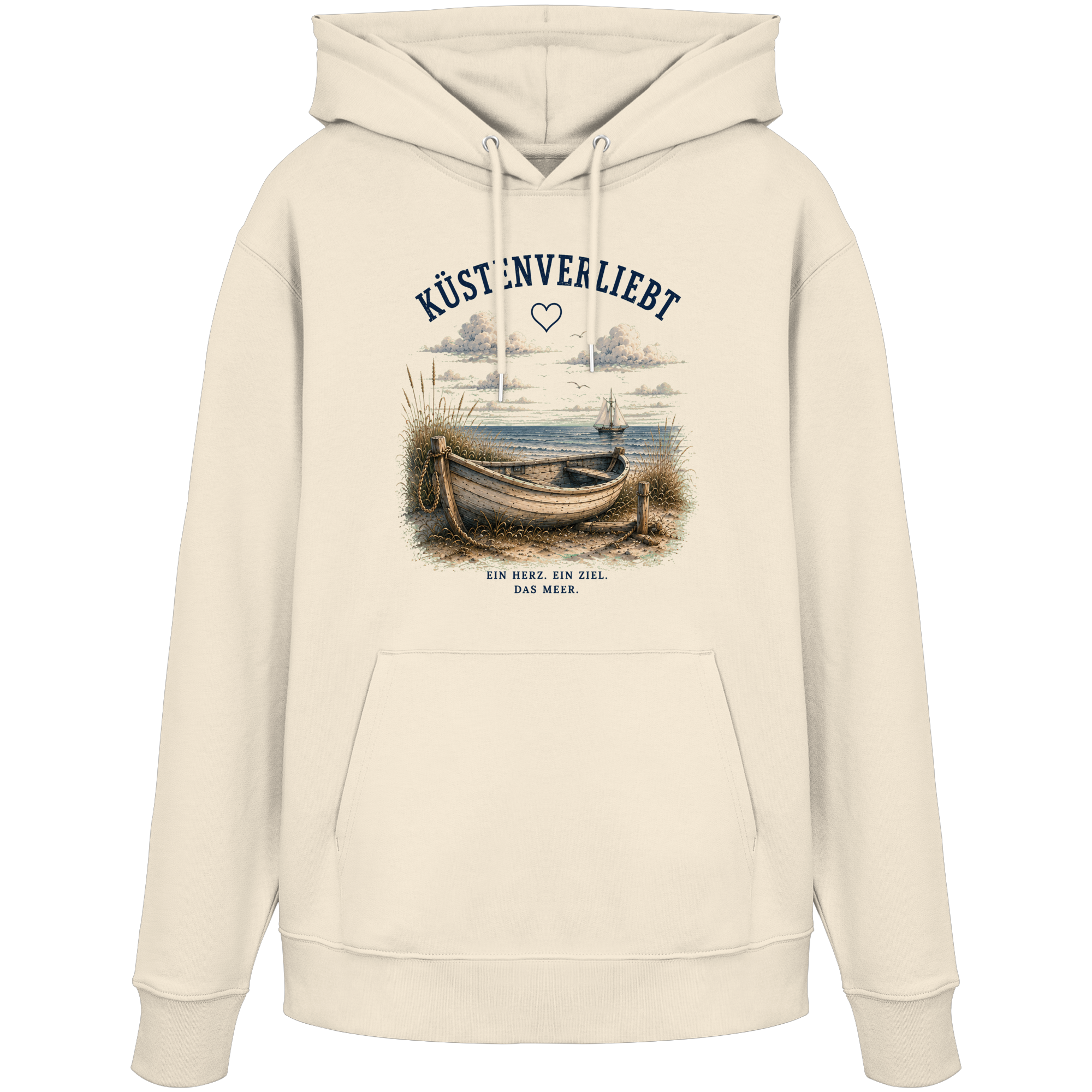Küstenverliebt Hoodie – Zuhause ist, wo das Meer ist | Küstengefühl Bio Hoodie