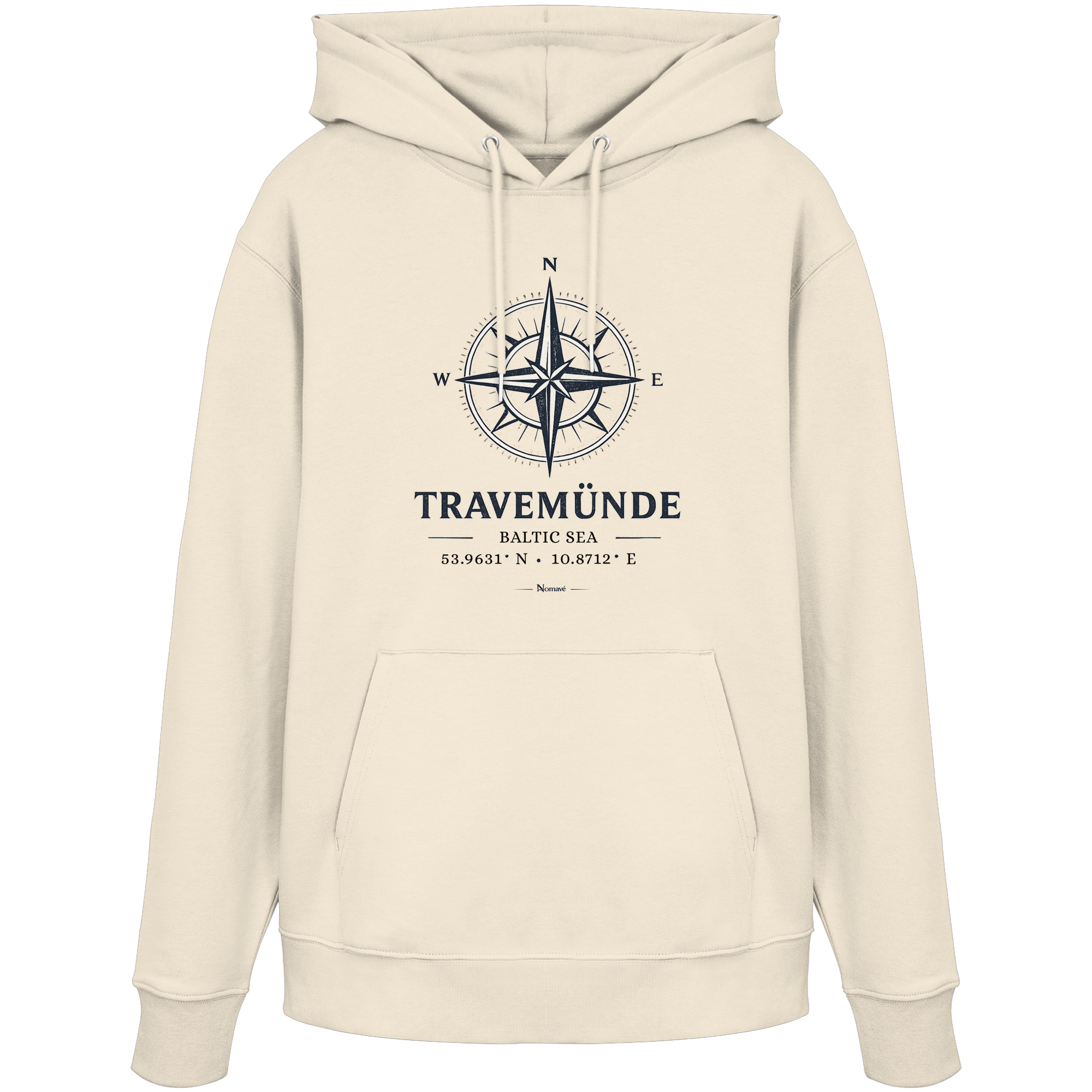 Travemünde Windrose – Baltic Sea Bio Hoodie aus 100 % Bio-Baumwolle
