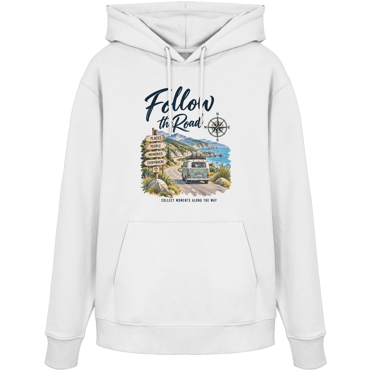 Follow the Road – Vanlife – Bio Hoodie – Frontprint