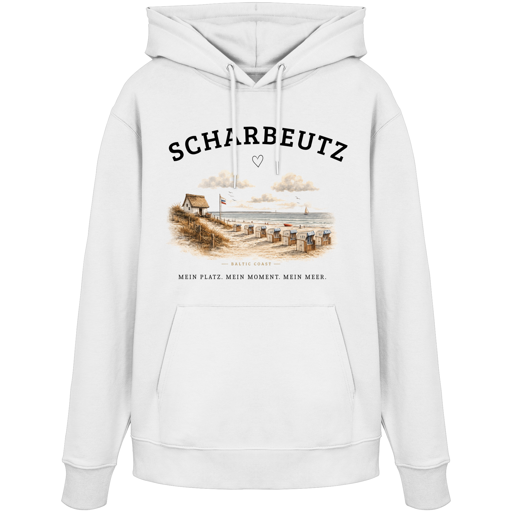 Scharbeutz Ostsee Hoodie – Strandhaus am Meer – Bio Hoodie Unisex