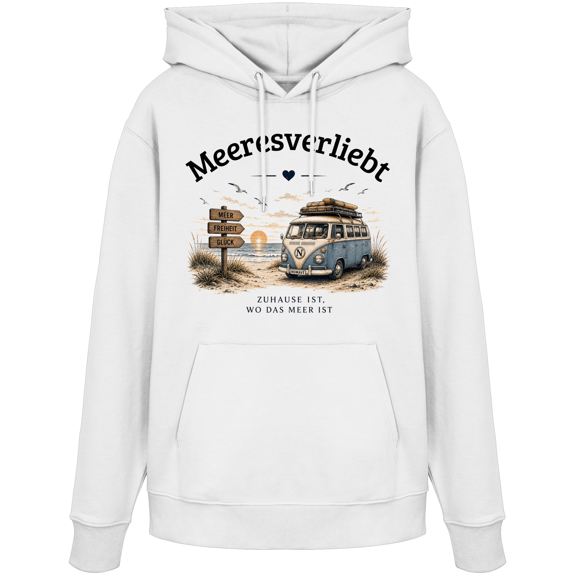 Meeresverliebt Bulli Hoodie – Vanlife, Camping & Küstengefühl