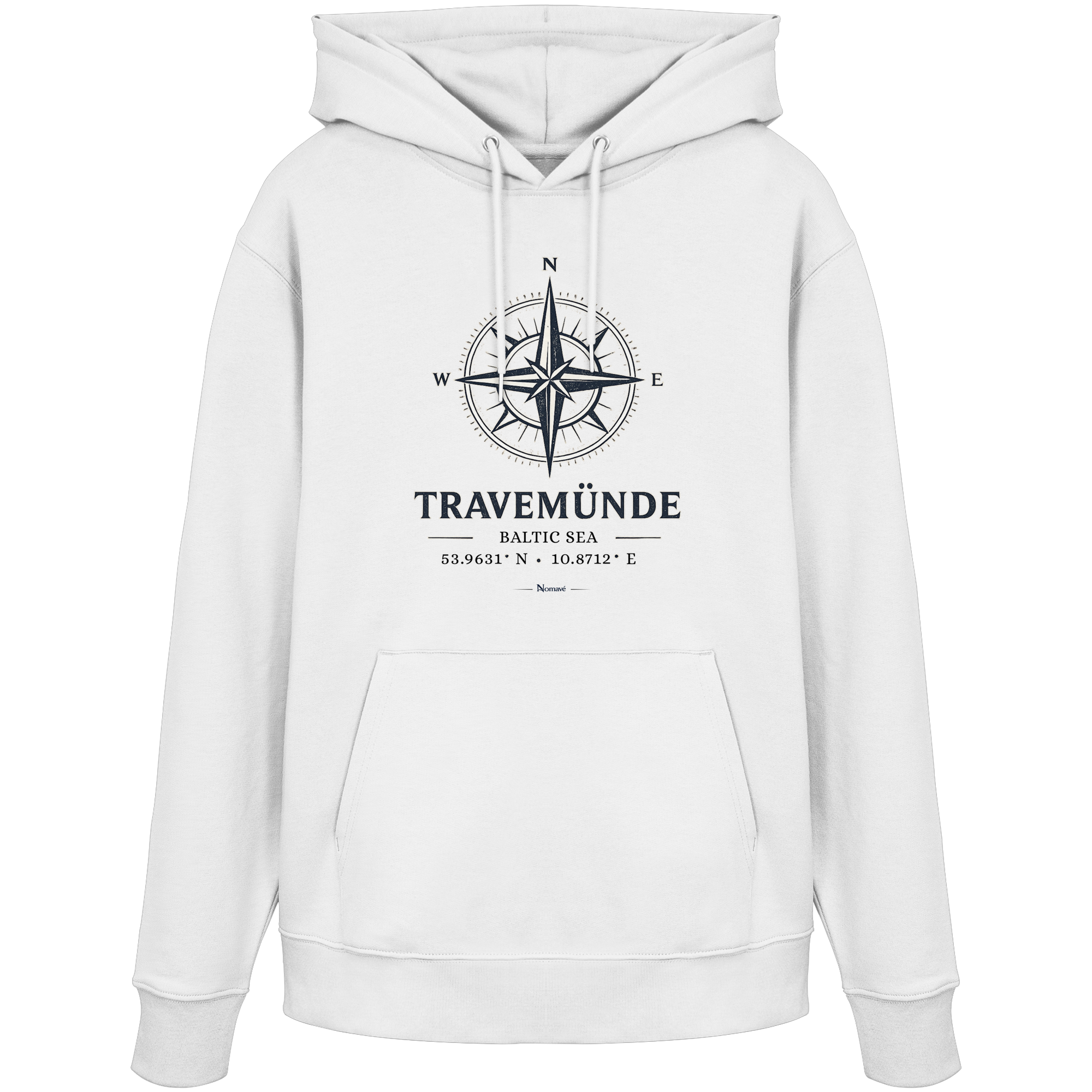 Travemünde Windrose – Baltic Sea Bio Hoodie aus 100 % Bio-Baumwolle