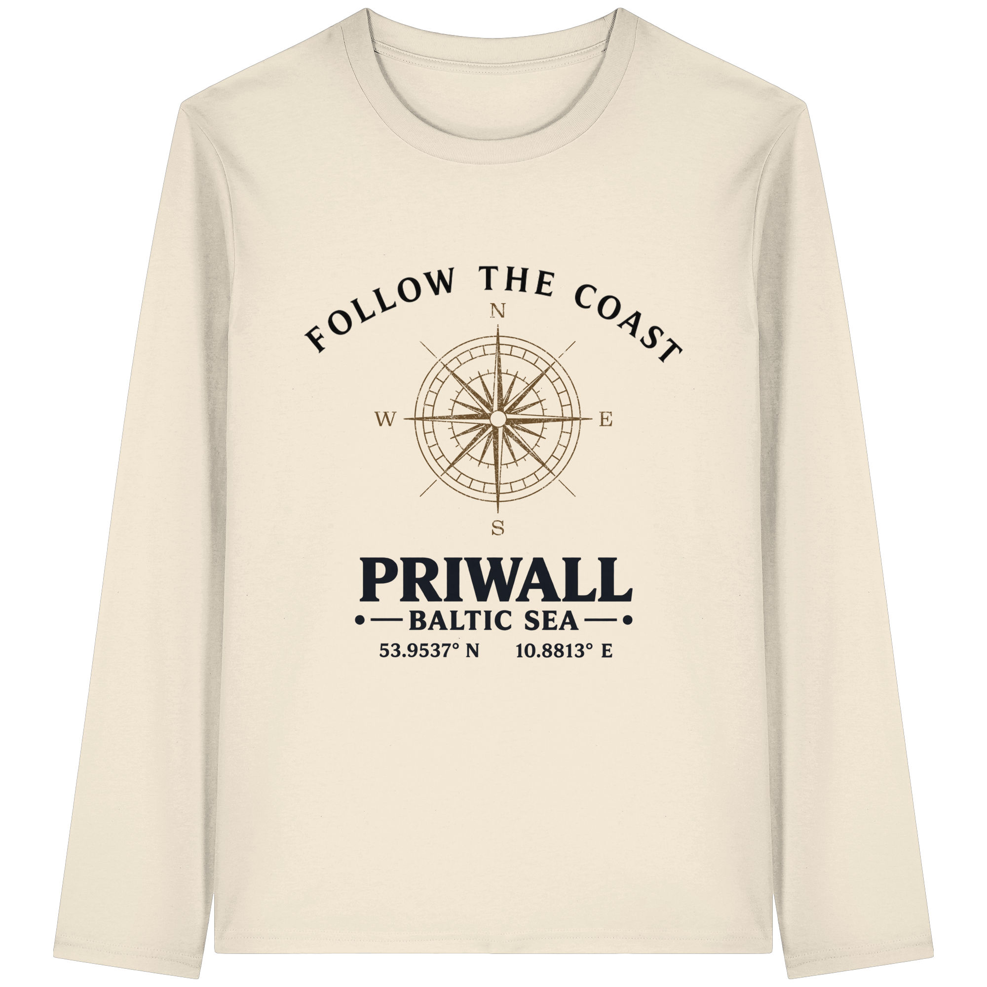 Follow the Coast – Priwall Kompass - Organic Longsleeve T-Shirt