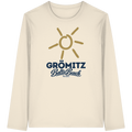 Bio Unisex Longsleeve Grömitz Sonne Baltic Beach in Natural Raw – Frontdruck mit goldener Sonne, Shirtigo-Originalmockup 1