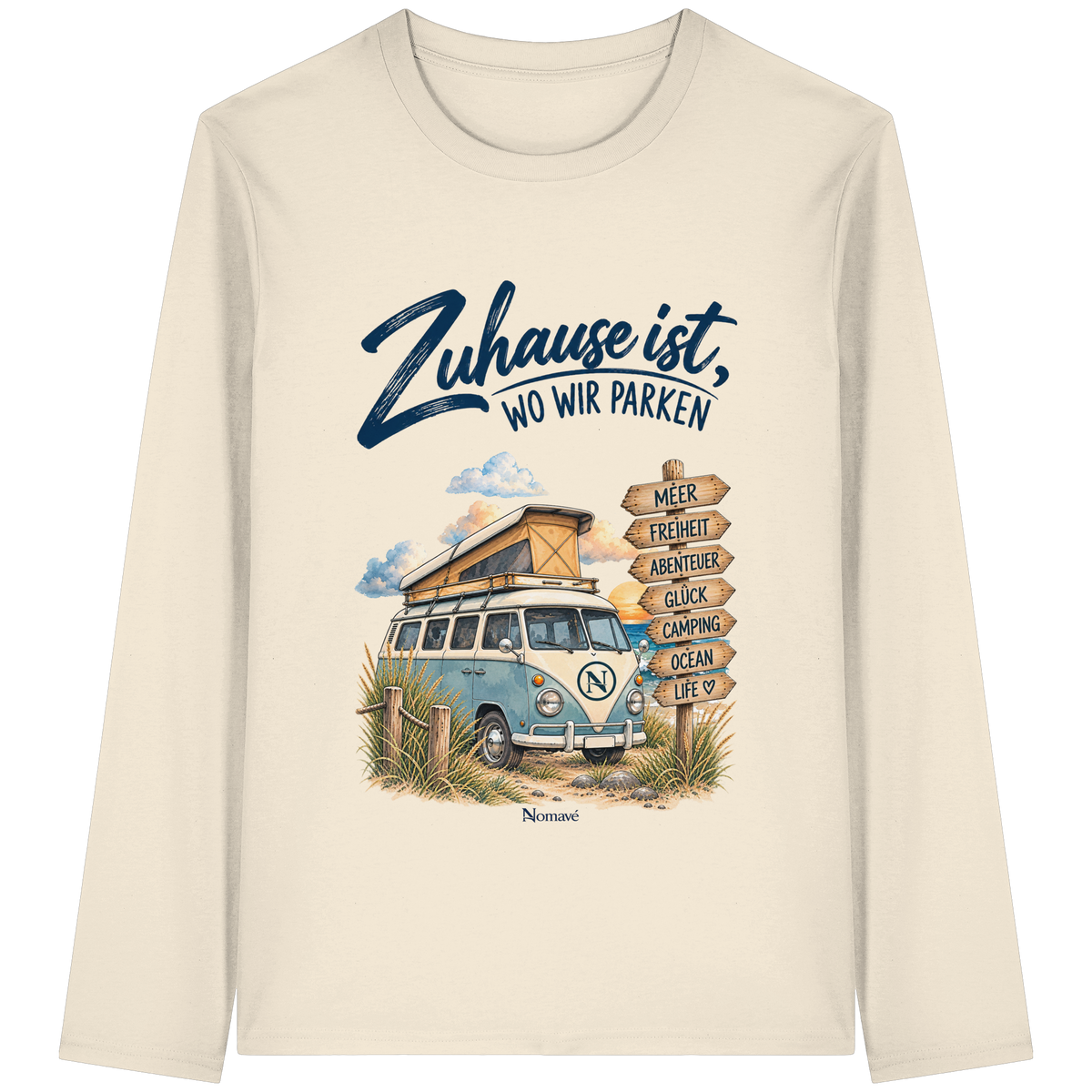Zuhause ist, wo wir parken – Vanlife & Camping - Bio Longsleeve T-Shirt
