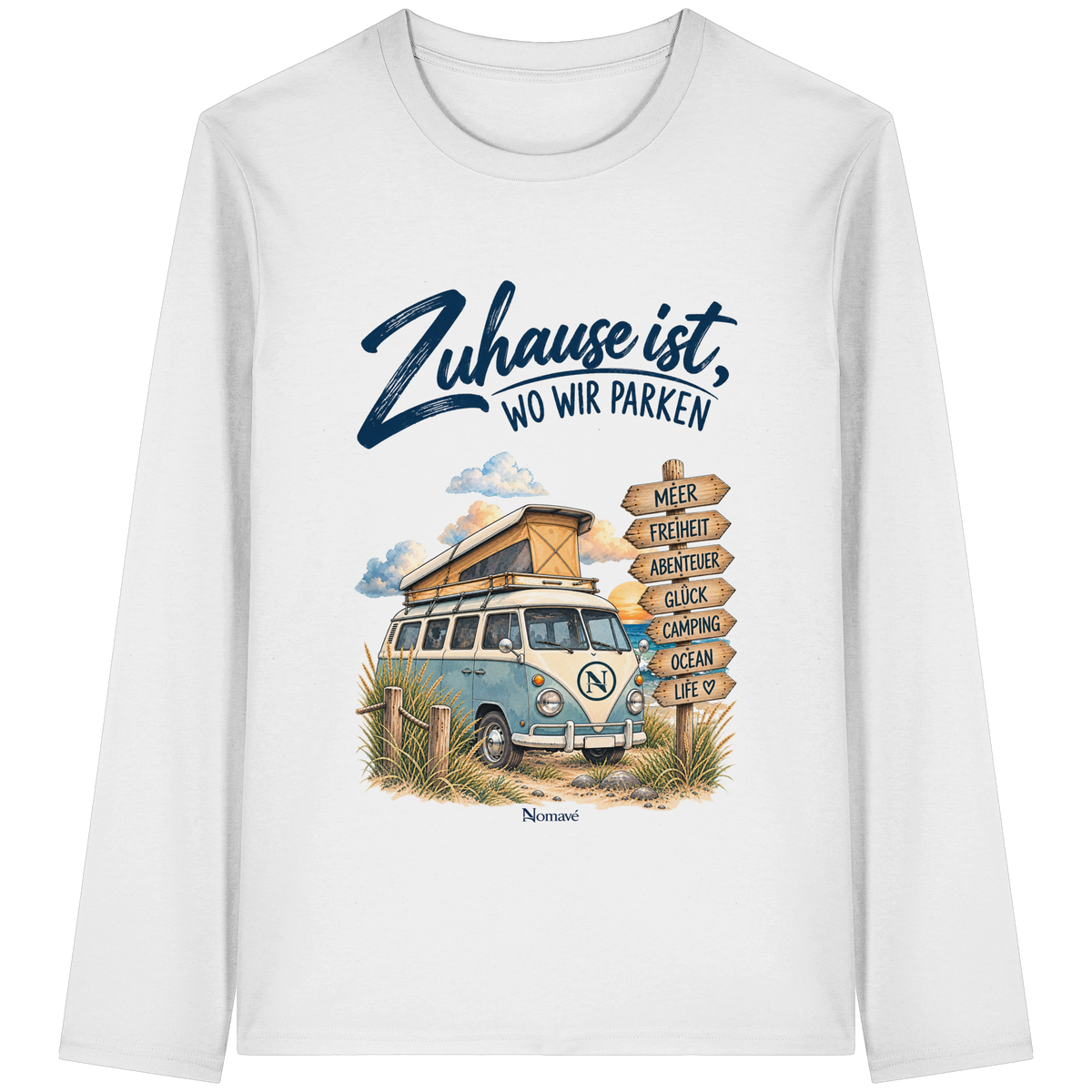 Zuhause ist, wo wir parken – Vanlife & Camping - Bio Longsleeve T-Shirt