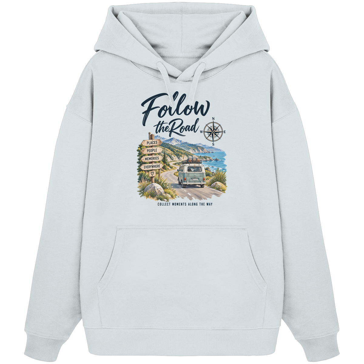 Follow the Road – Vanlife – Bio Oversize Hoodie – Frontprint