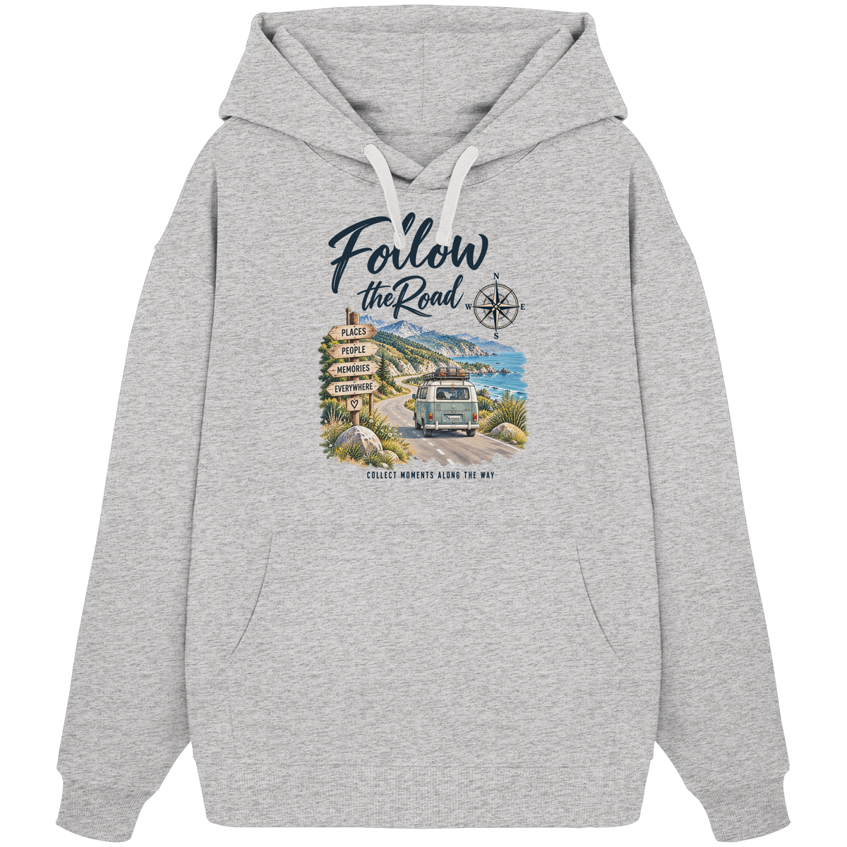 Follow the Road – Vanlife – Bio Oversize Hoodie – Frontprint