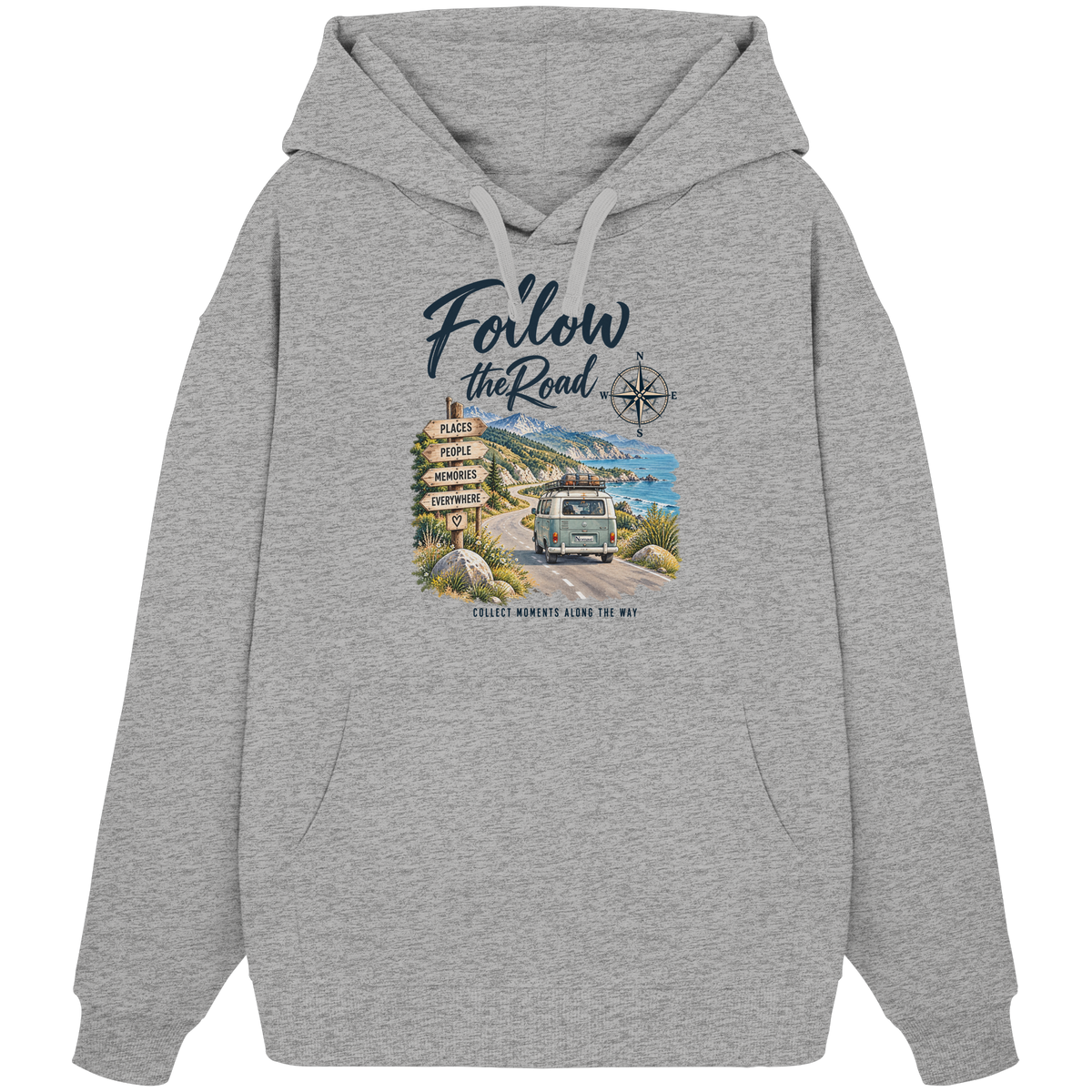 Follow the Road – Vanlife – Bio Oversize Hoodie – Frontprint