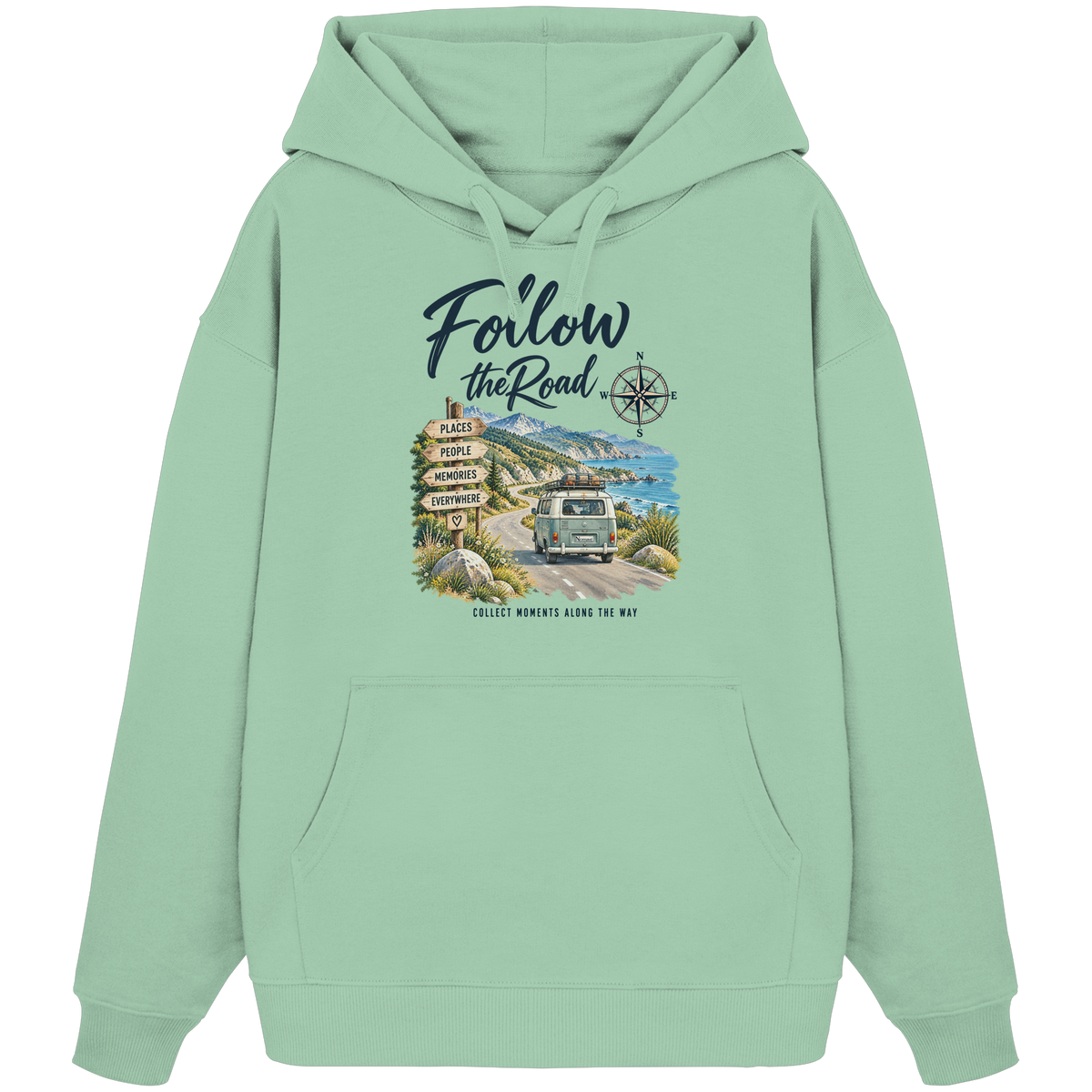 Follow the Road – Vanlife – Bio Oversize Hoodie – Frontprint