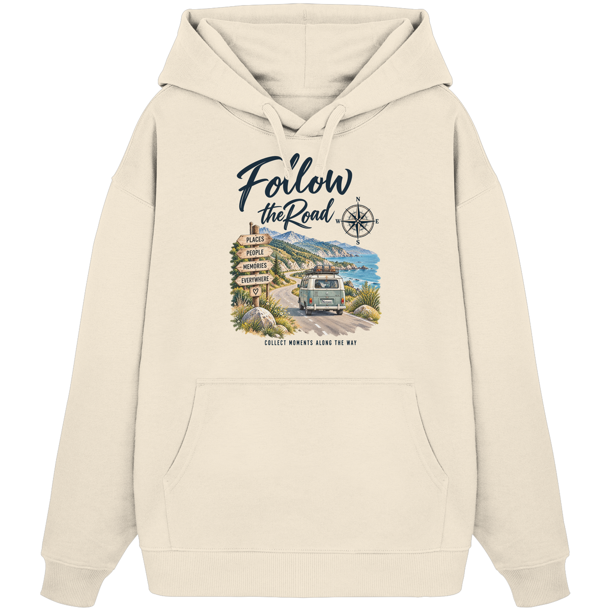 Follow the Road – Vanlife – Bio Oversize Hoodie – Frontprint