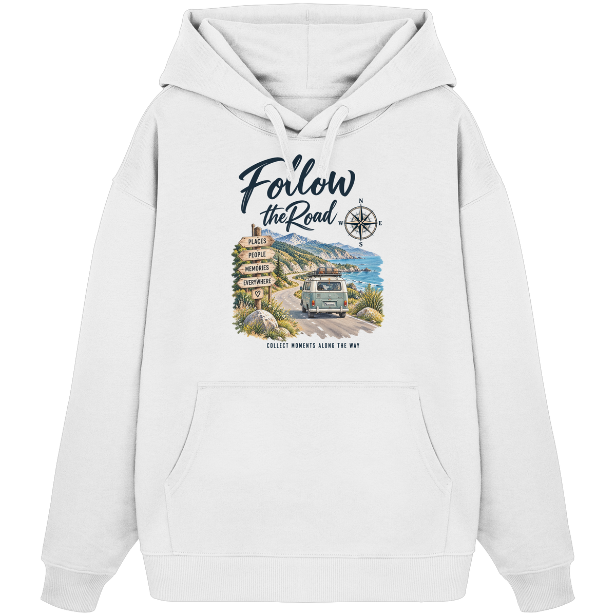 Follow the Road – Vanlife – Bio Oversize Hoodie – Frontprint