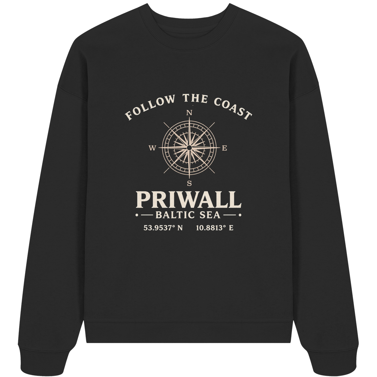 Schwarzes Priwall Follow the Coast Oversize Bio-Sweatshirt Dark Edition