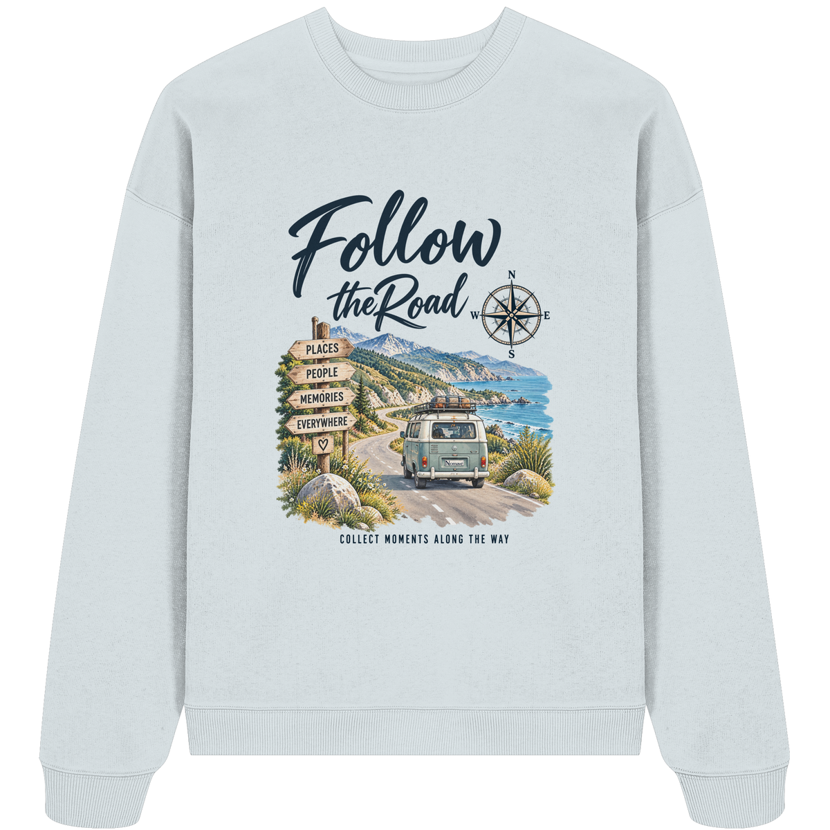 Follow the Road – Vanlife – Bio Oversize Sweatshirt – Frontprint