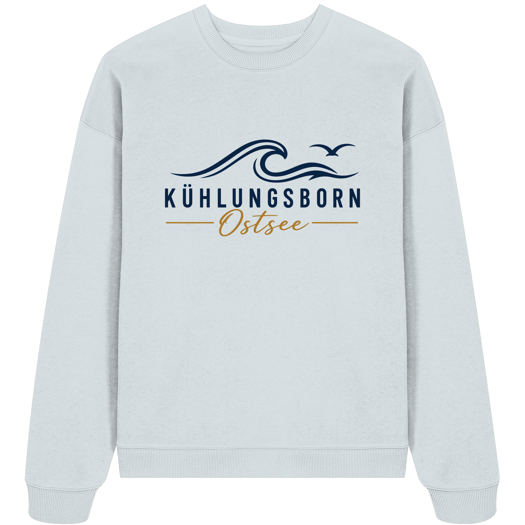 Kühlungsborn Baltic Waves Bio-Oversize-Sweatshirt Light Edition in Blue Ice – originales Shirtigo-Frontmockup