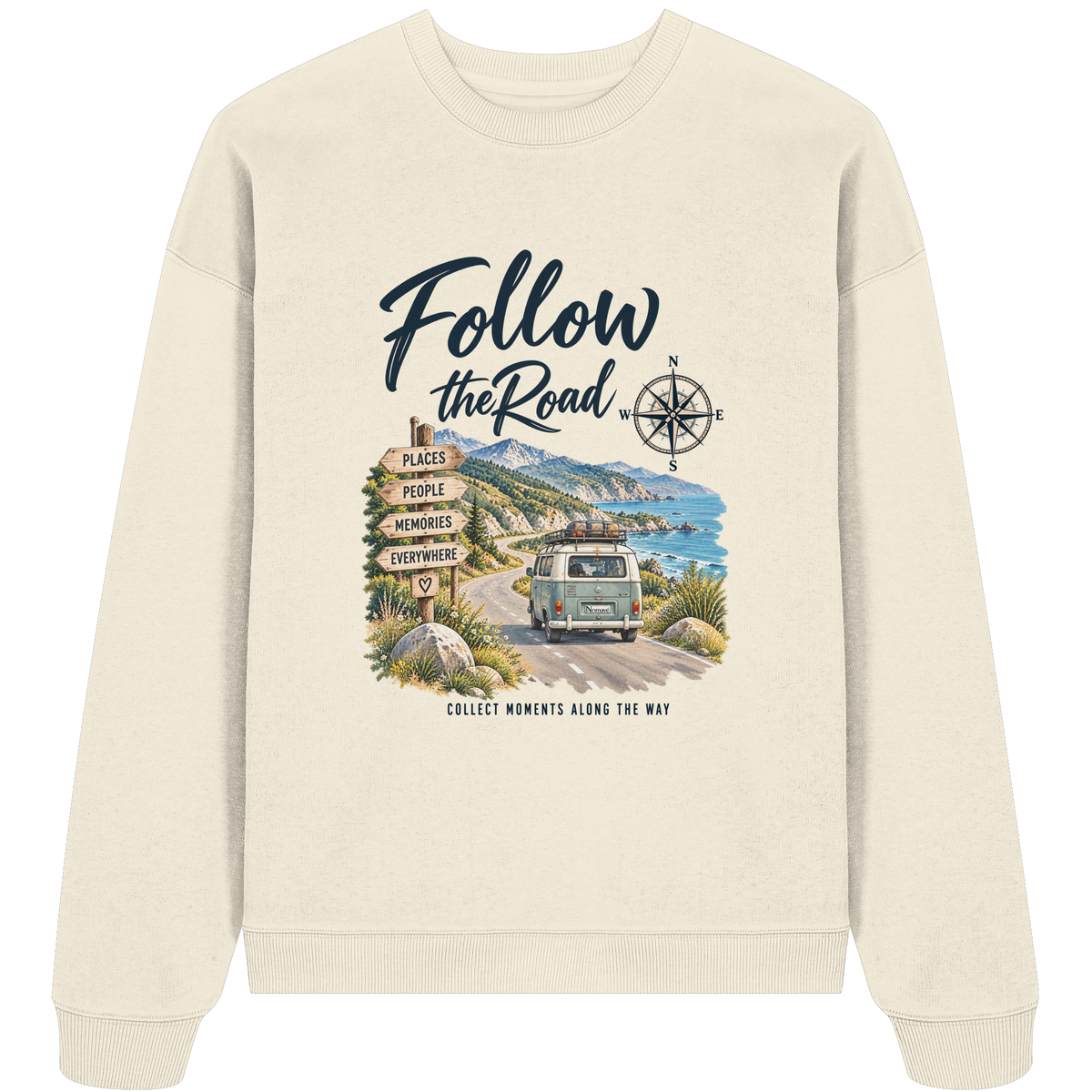 Follow the Road – Vanlife – Bio Oversize Sweatshirt – Frontprint