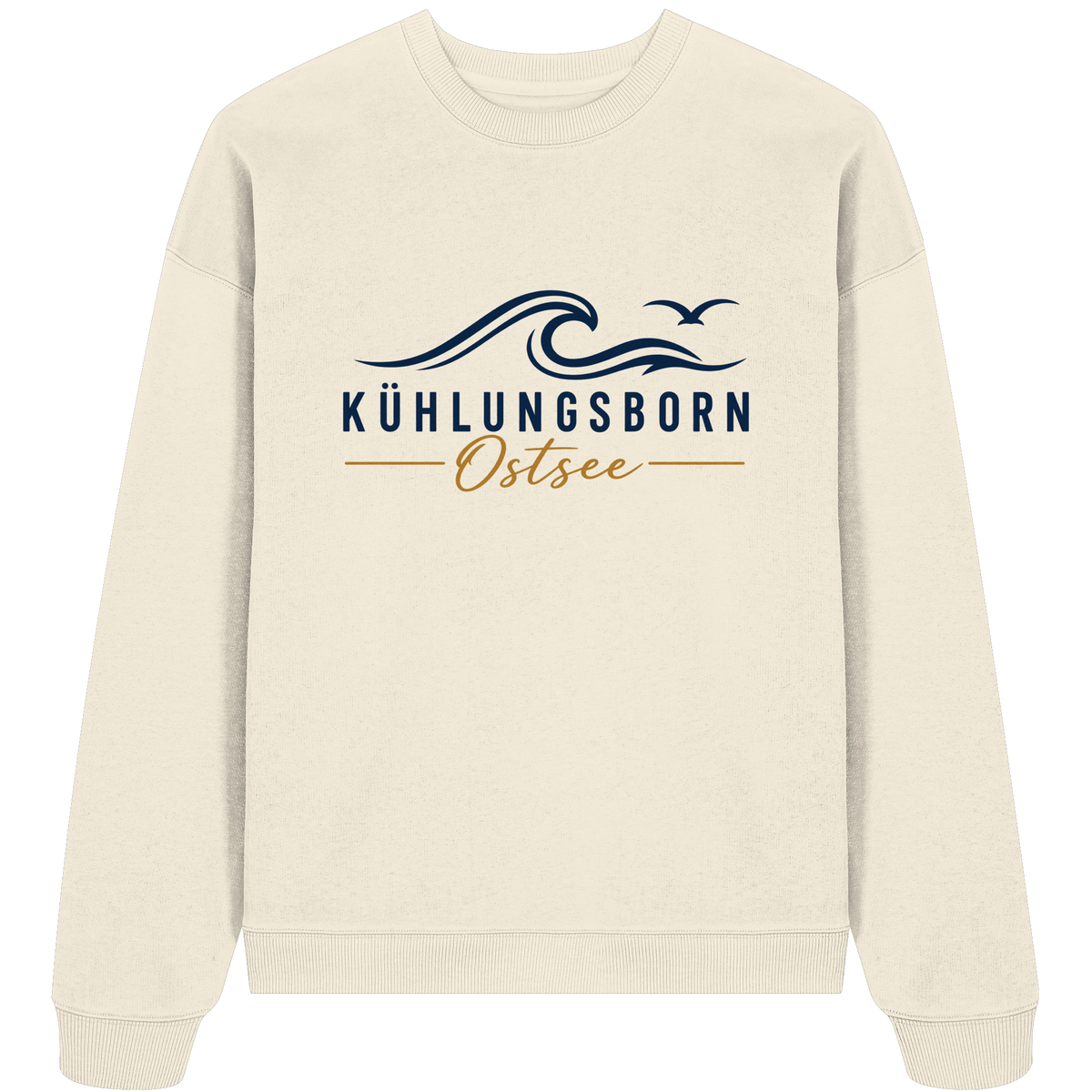 Kühlungsborn Baltic Waves Bio-Oversize-Sweatshirt Light Edition in Cream – originales Shirtigo-Frontmockup