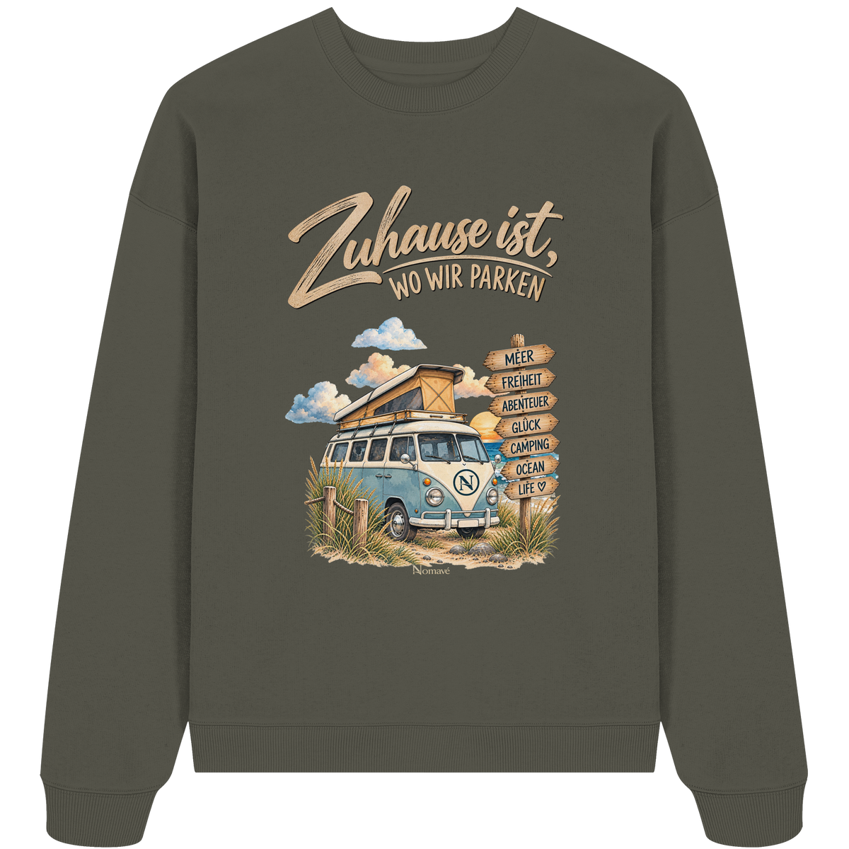 Zuhause ist, wo wir parken – Vanlife & Camping - Bio Oversize Sweatshirt