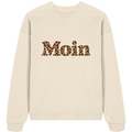 Original-Shirtigo-Mockup: Bio Oversize Sweatshirt in Natural Raw mit „Moin“ im Karamell-Leoprint auf der Vorderseite