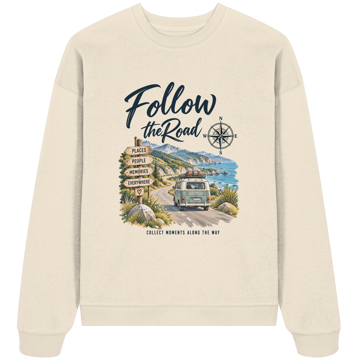 Follow the Road – Vanlife – Bio Oversize Sweatshirt – Frontprint
