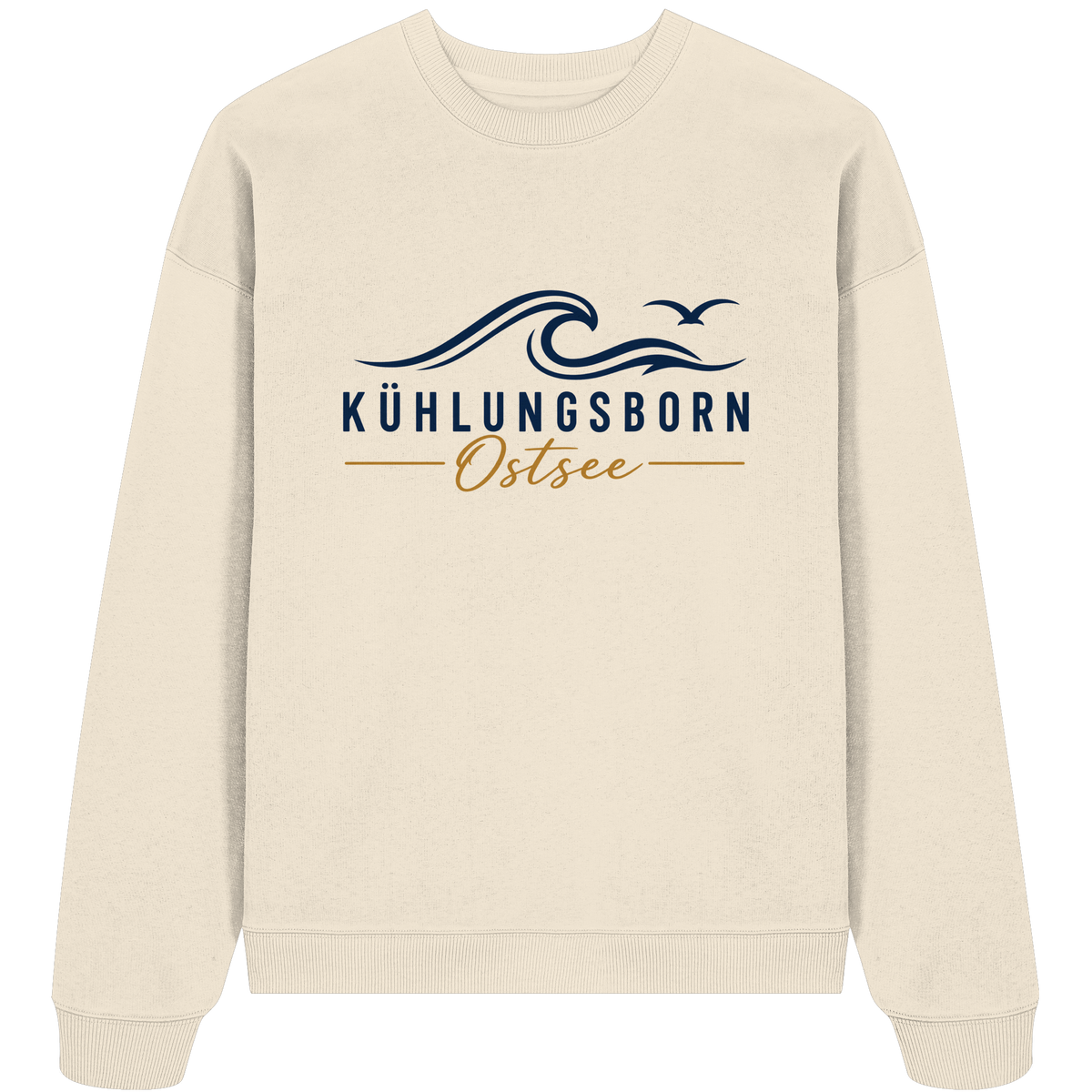 Kühlungsborn Baltic Waves Bio-Oversize-Sweatshirt Light Edition in Natural Raw – originales Shirtigo-Frontmockup