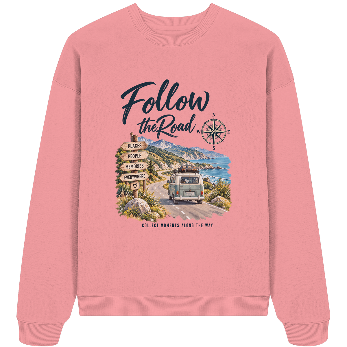 Follow the Road – Vanlife – Bio Oversize Sweatshirt – Frontprint