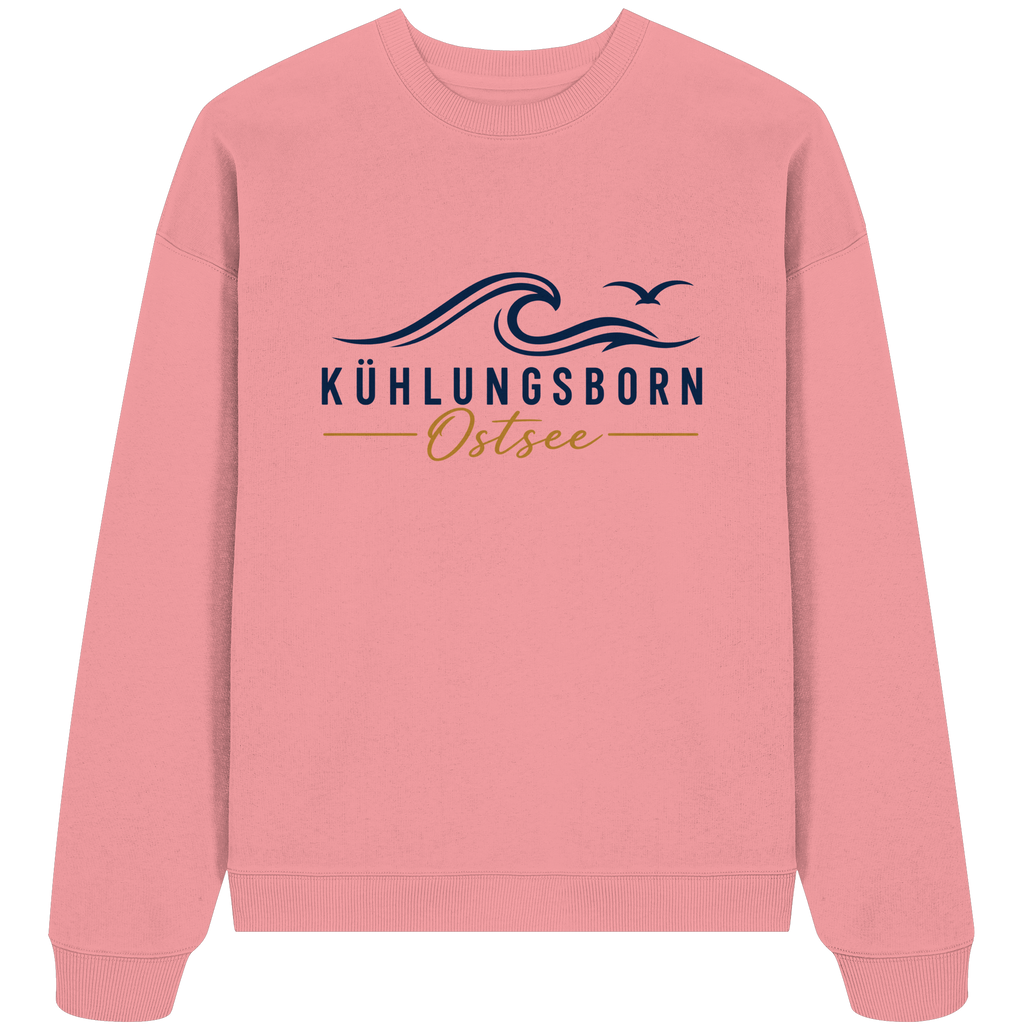 Kühlungsborn Baltic Waves Bio-Oversize-Sweatshirt Light Edition in Pink Joy – originales Shirtigo-Frontmockup