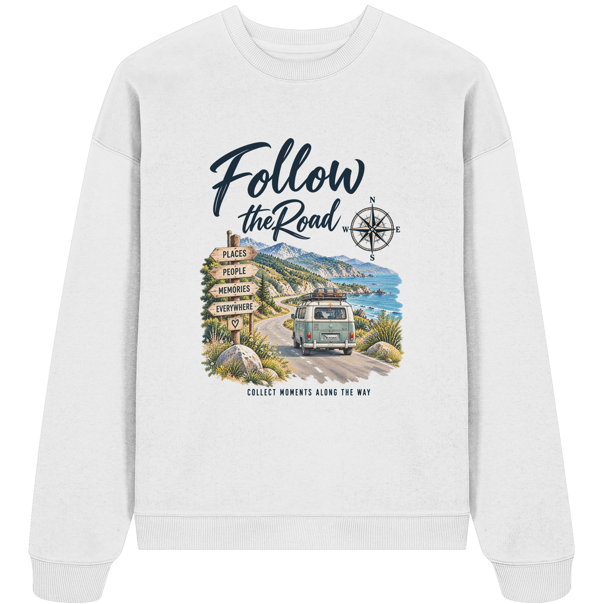 Follow the Road – Vanlife – Bio Oversize Sweatshirt – Frontprint