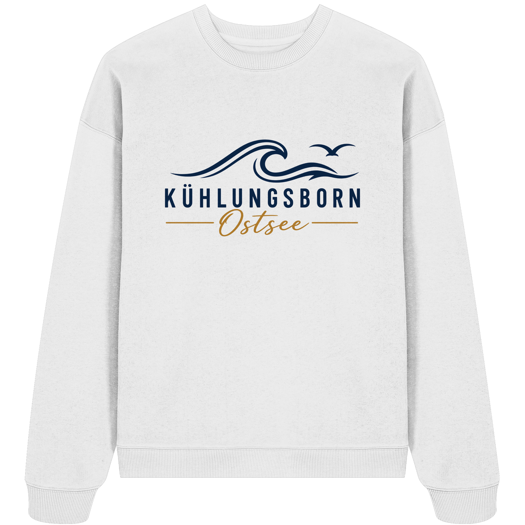 Kühlungsborn Baltic Waves Bio-Oversize-Sweatshirt Light Edition in White – originales Shirtigo-Frontmockup