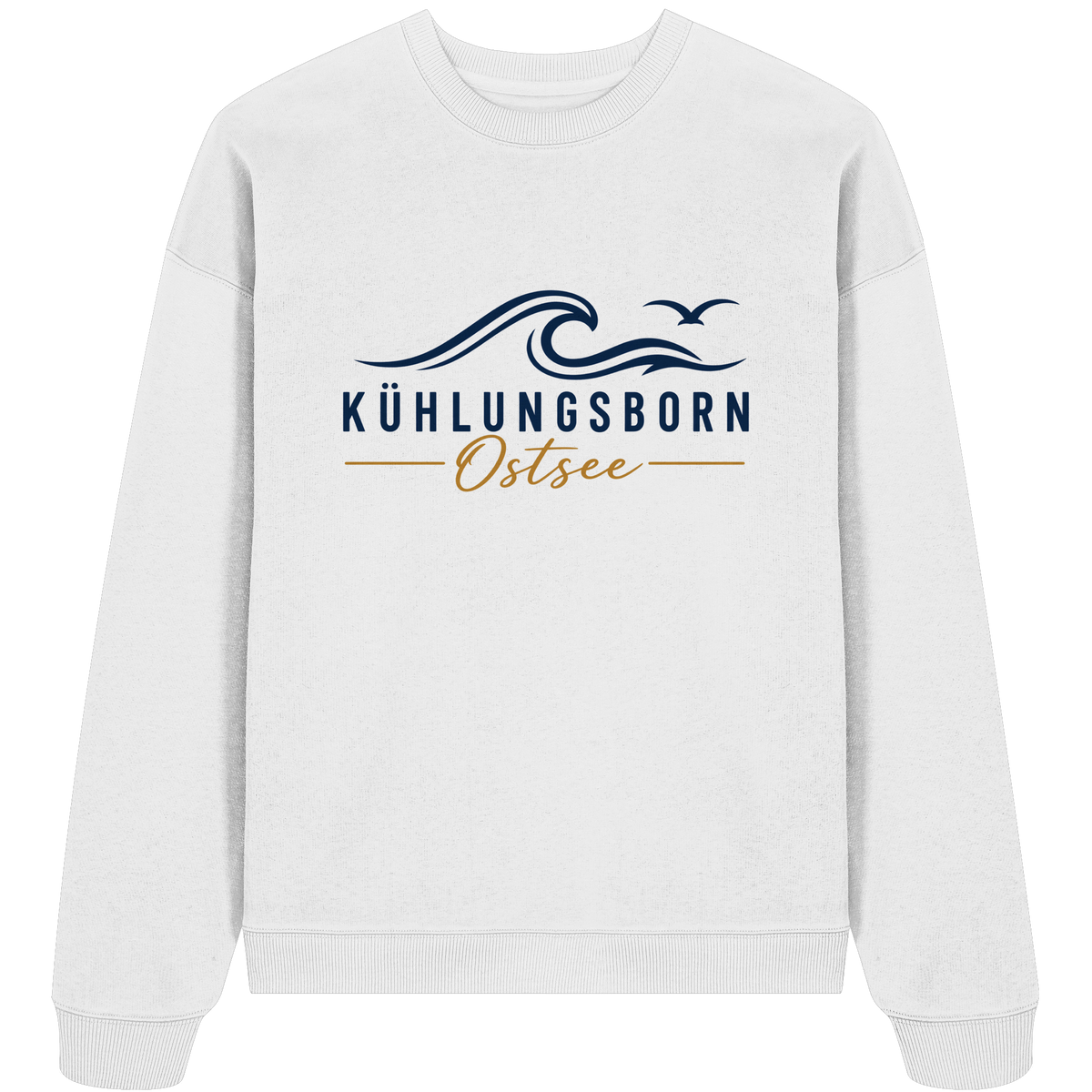 Kühlungsborn Baltic Waves Bio-Oversize-Sweatshirt Light Edition in White – originales Shirtigo-Frontmockup