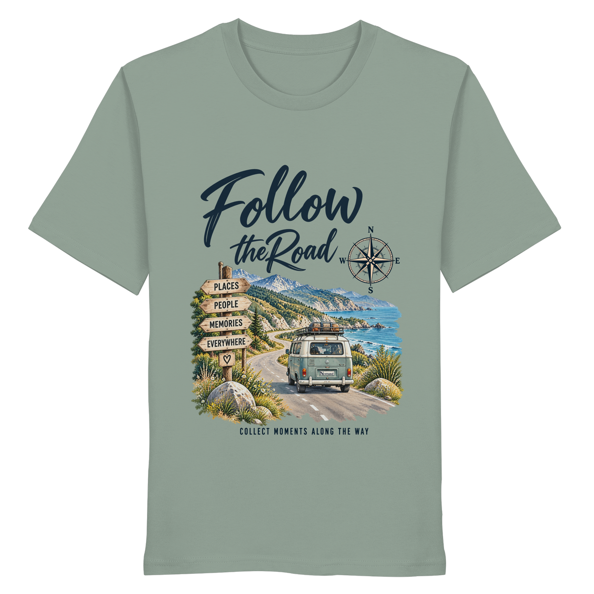 Follow the Road – Vanlife – Bio T-Shirt – Frontprint