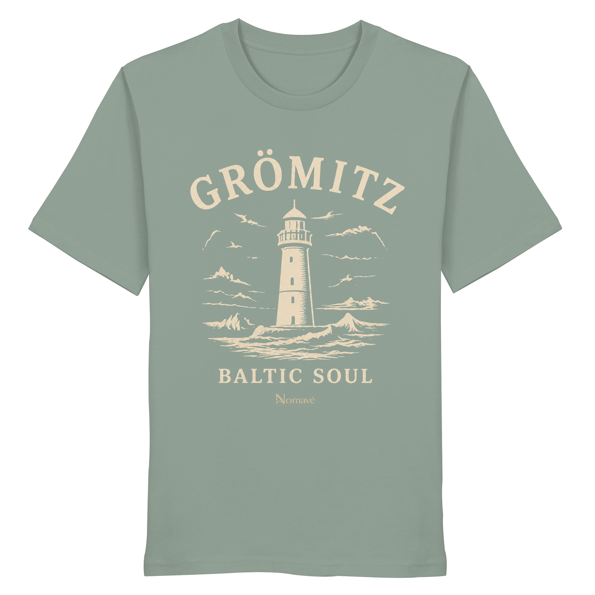 Grömitz Baltic Soul - Ostsee Bio Shirt mit Leuchtturm