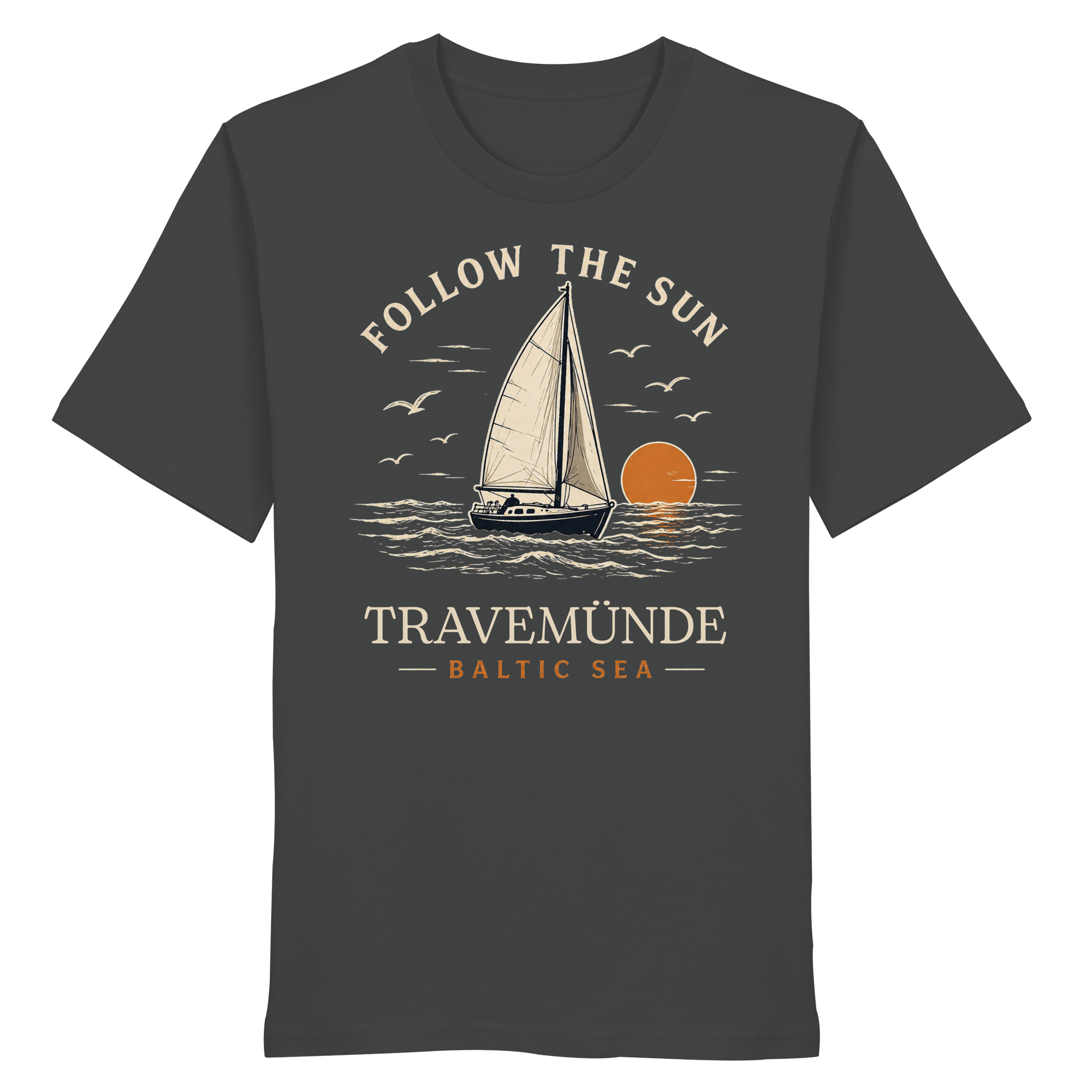 Travemünde Follow The Sun Dark Edition T-Shirt aus 100 % Bio-Baumwolle