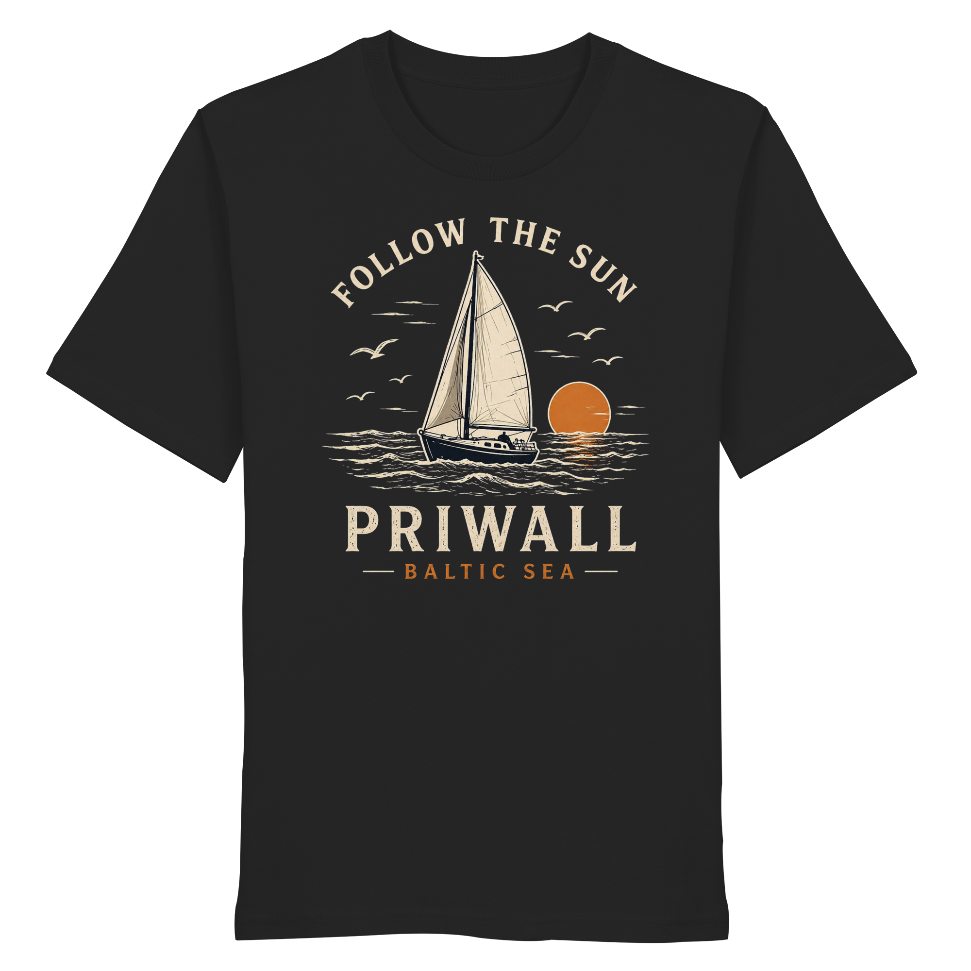 Follow the Sun Shirt – Priwall Ostsee – Organic Unisex (Dark Collection)